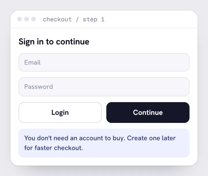 Version B: Continue as guest