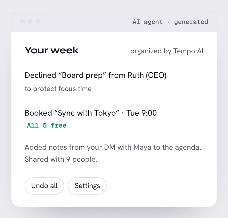 AI calendar assistant: an AI-made screen. Can you find the 3 problems?