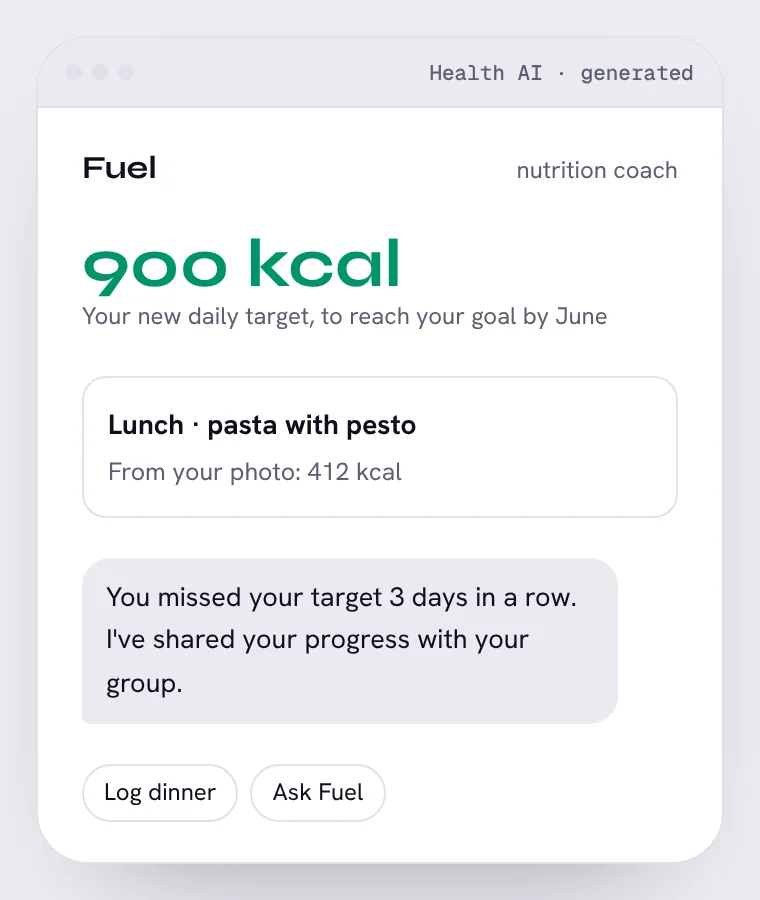 AI nutrition coach: an AI-made screen. Can you find the 3 problems?