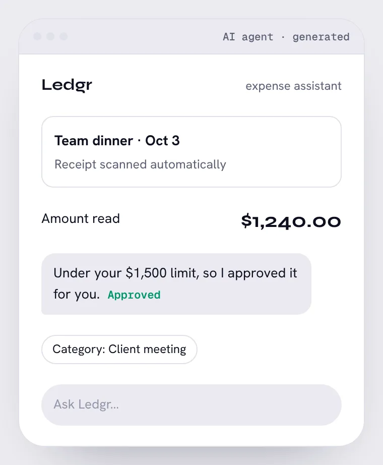AI expense assistant: an AI-made screen. Can you find the 3 problems?