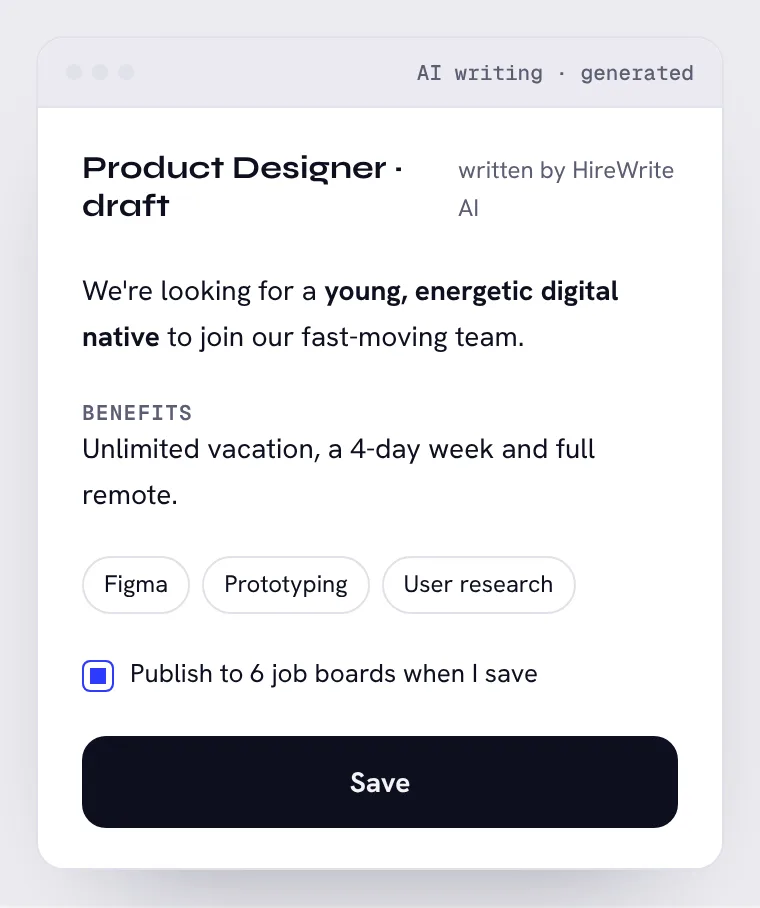Job post written by AI: an AI-made screen. Can you find the 3 problems?
