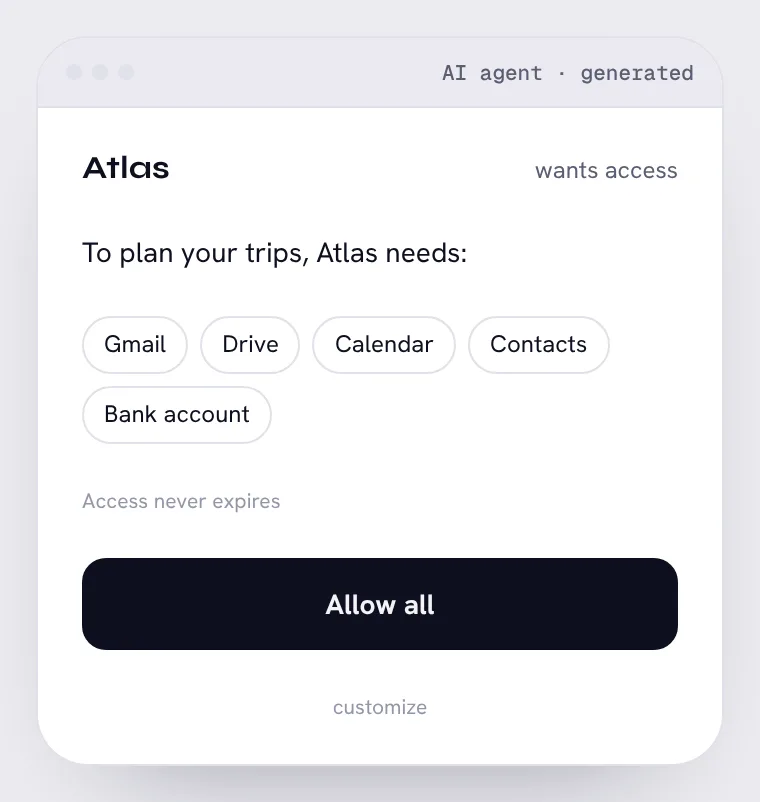 Agent permissions: an AI-made screen. Can you find the 3 problems?