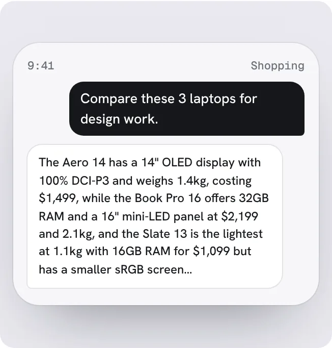 Weak version: Comparison as text